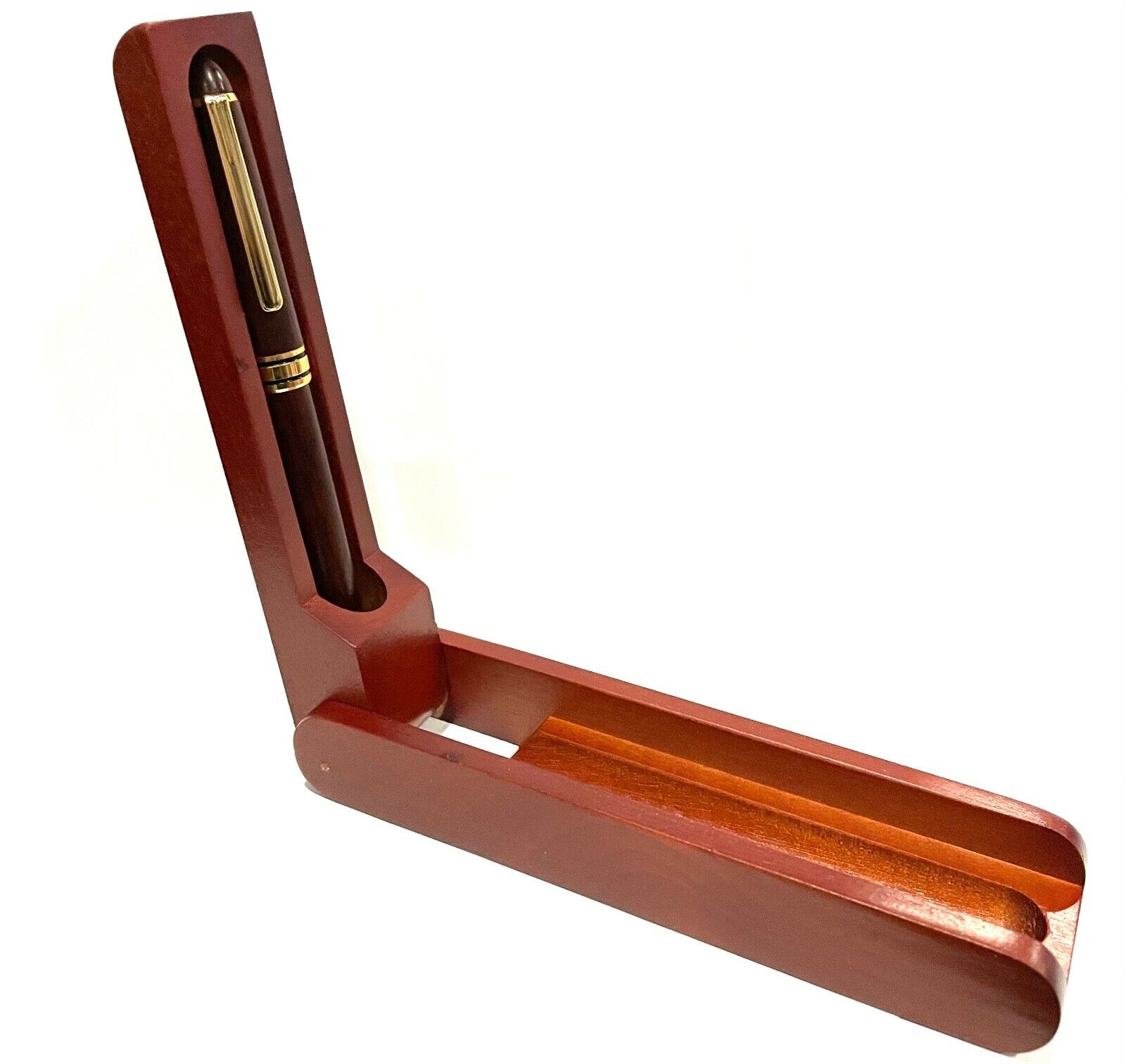 Luxury Rosewood Ballpoint Pen With Gold Tone Accents And Rosewood Case/Stand