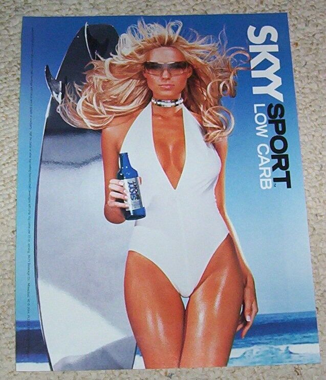 2004 print ad -Skyy Sport- sexy blonde Girl swimsuit surfboard magazine page AD
