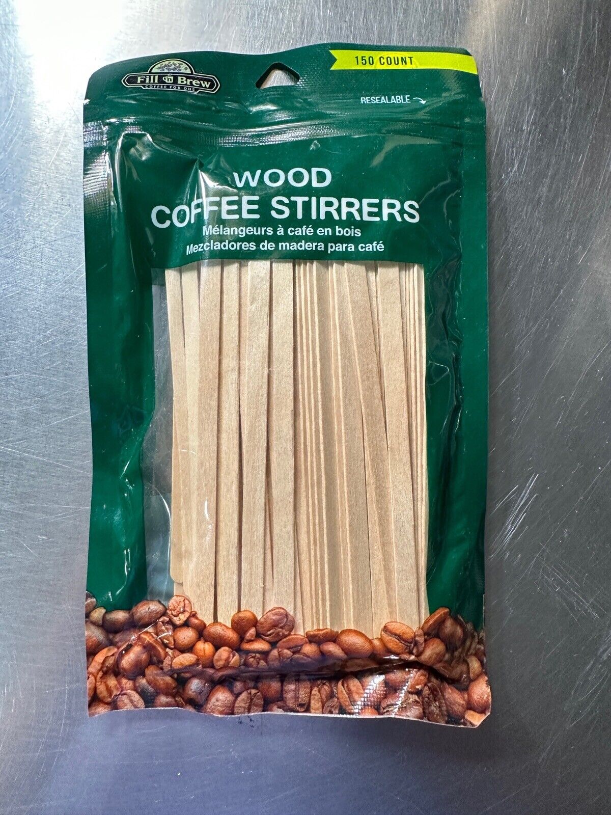 Fill & Brew Wood Coffee Stirrers Disposable 150 Count New In Pack