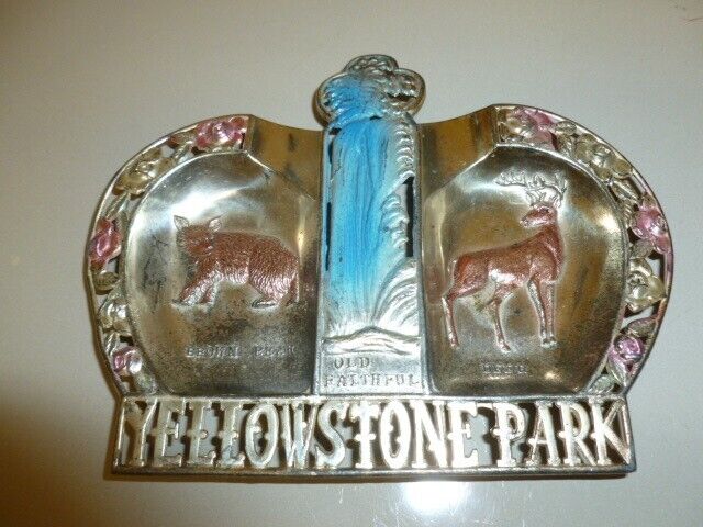 Vintage YELLOW STONE PARK  Tin Metal Souvenir Ashtray