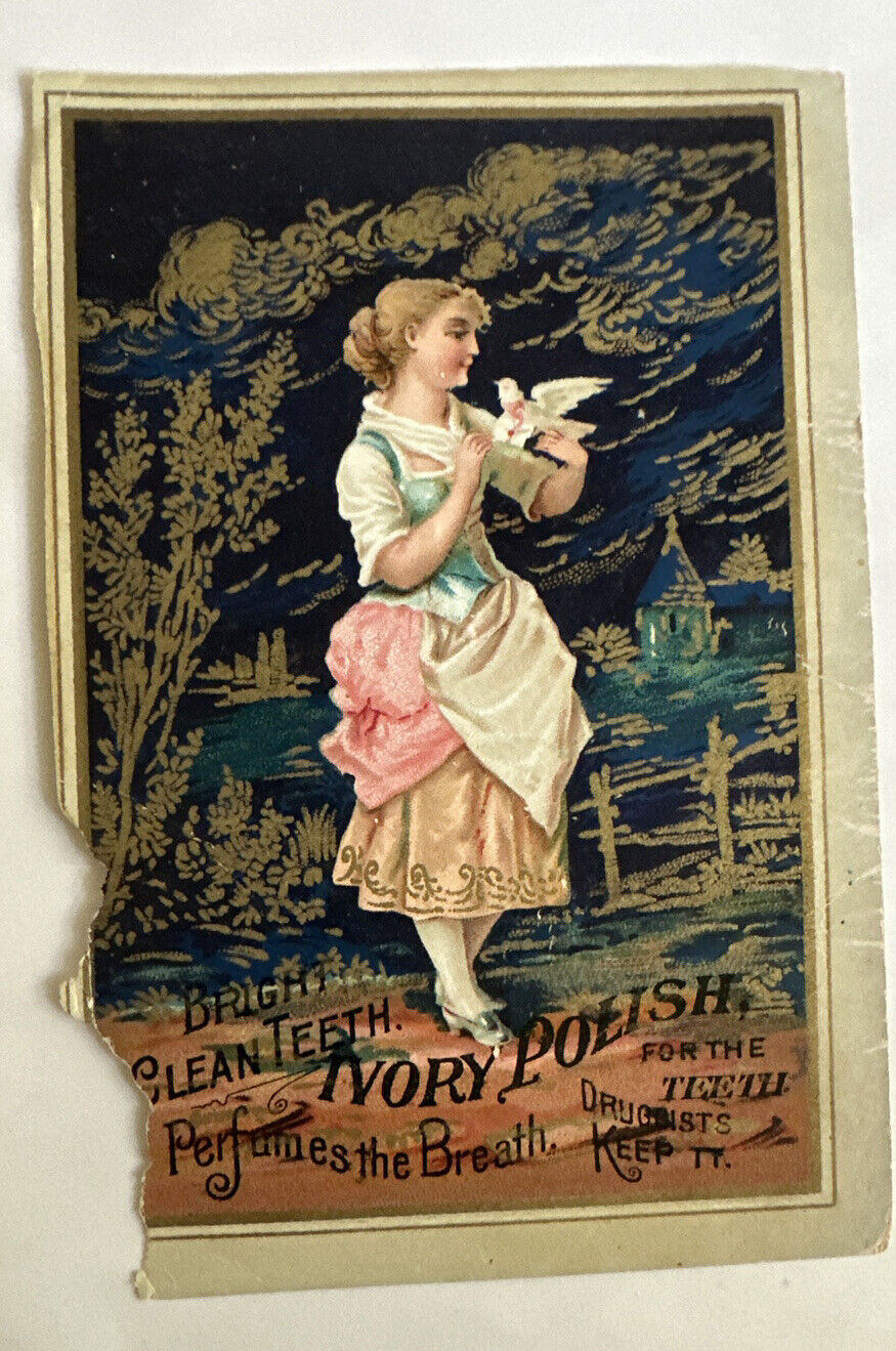 Victorian trade card Ivory Polish for teeth, perfumes the breath Canton OH B5