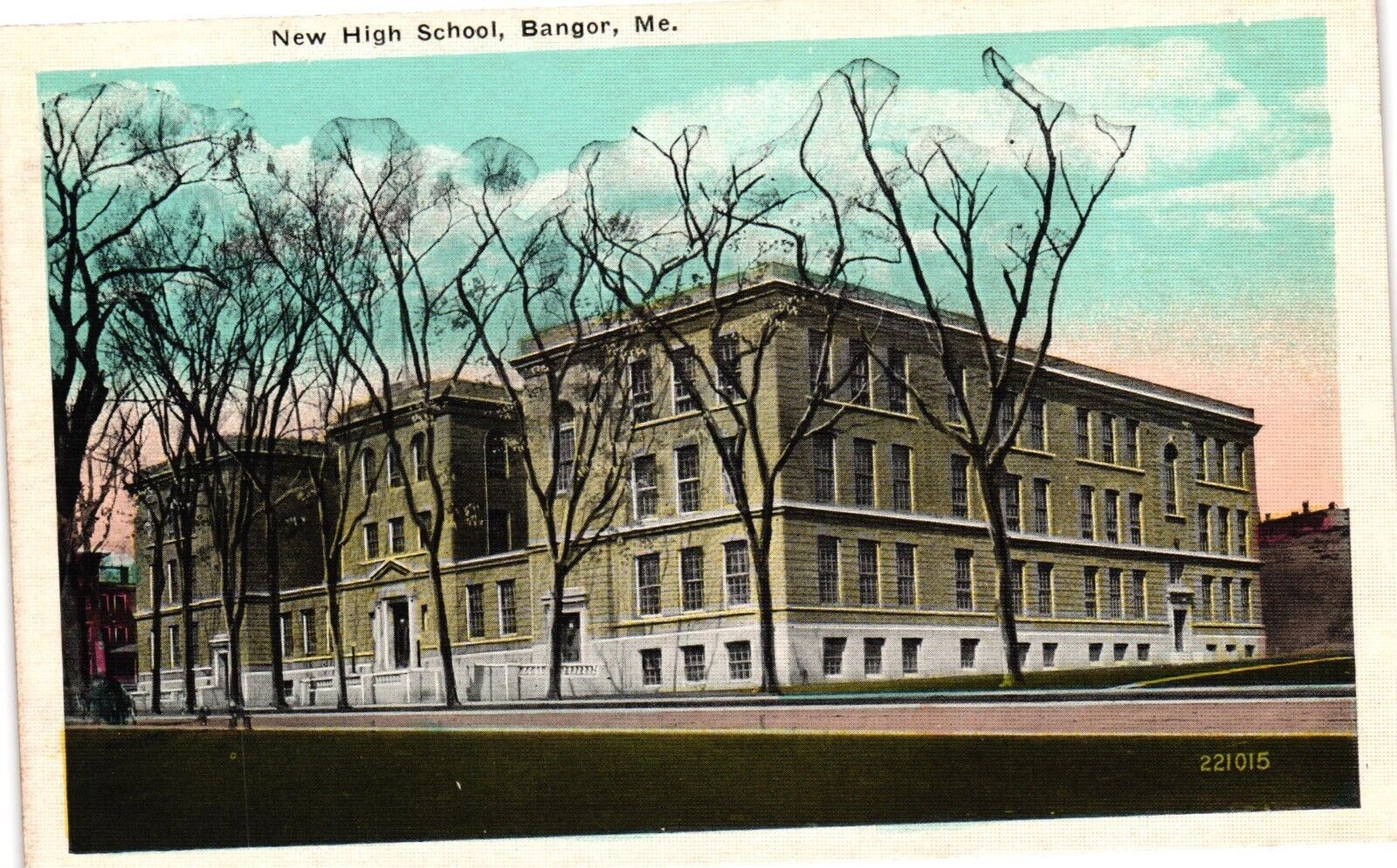 New High School Building Bangor Maine Vintage Postcard WB c1915 Unposted