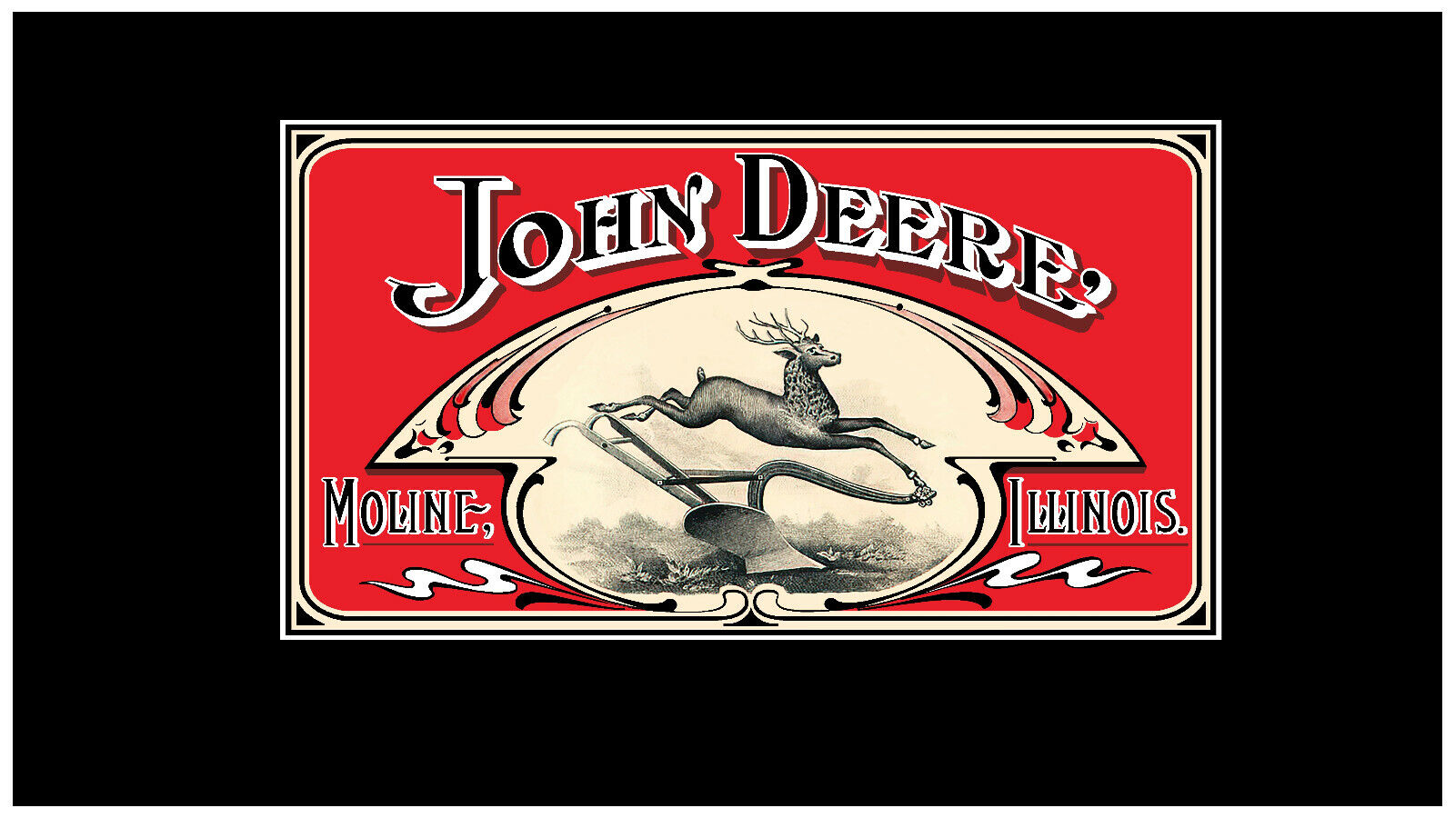 John Deere 1909 Vintage Historic Recreated Color Logo - Emblem Sticker Decal