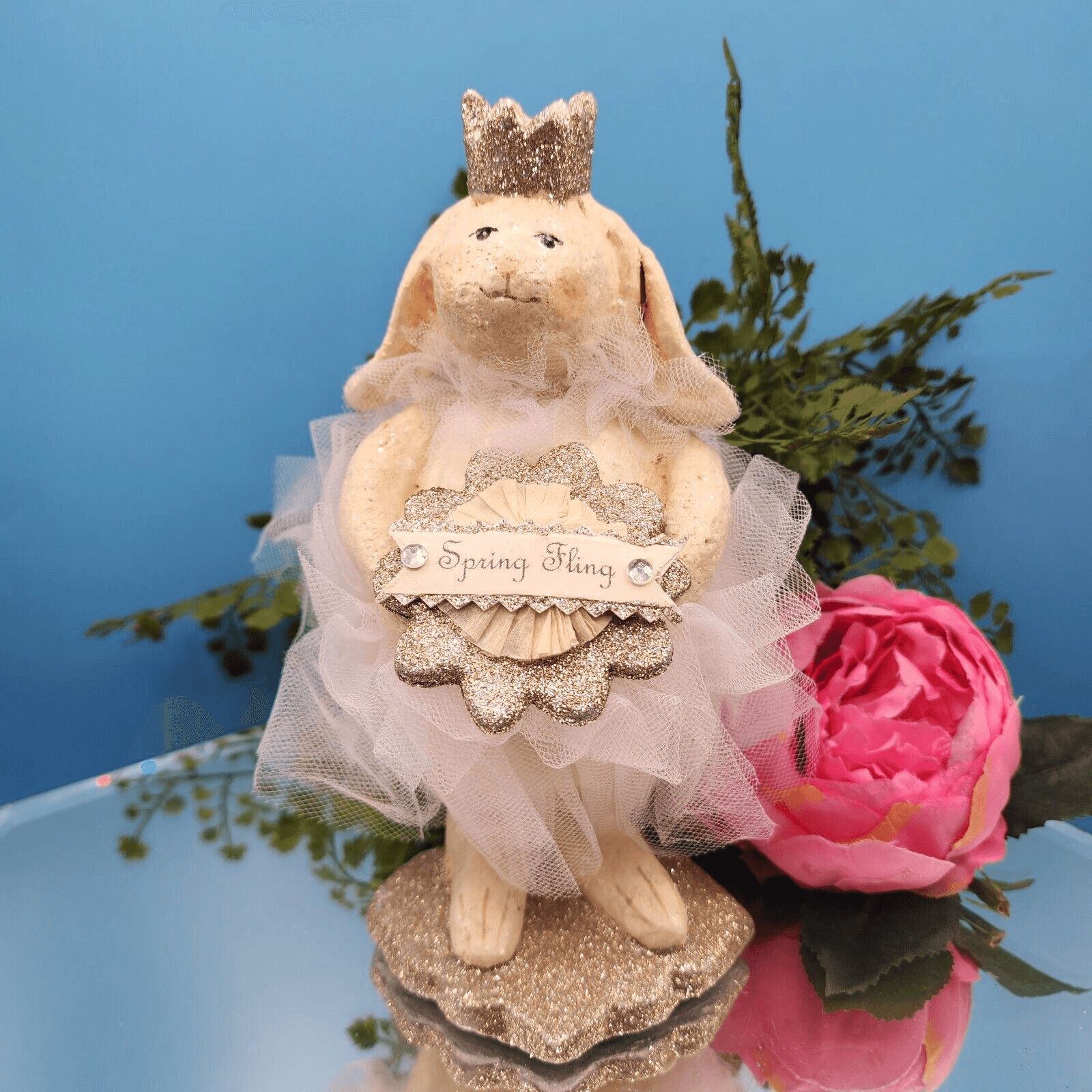 Heather Myers Spring Fling Bunny Figure Tutu Crown Rhinestones Glitter Easter