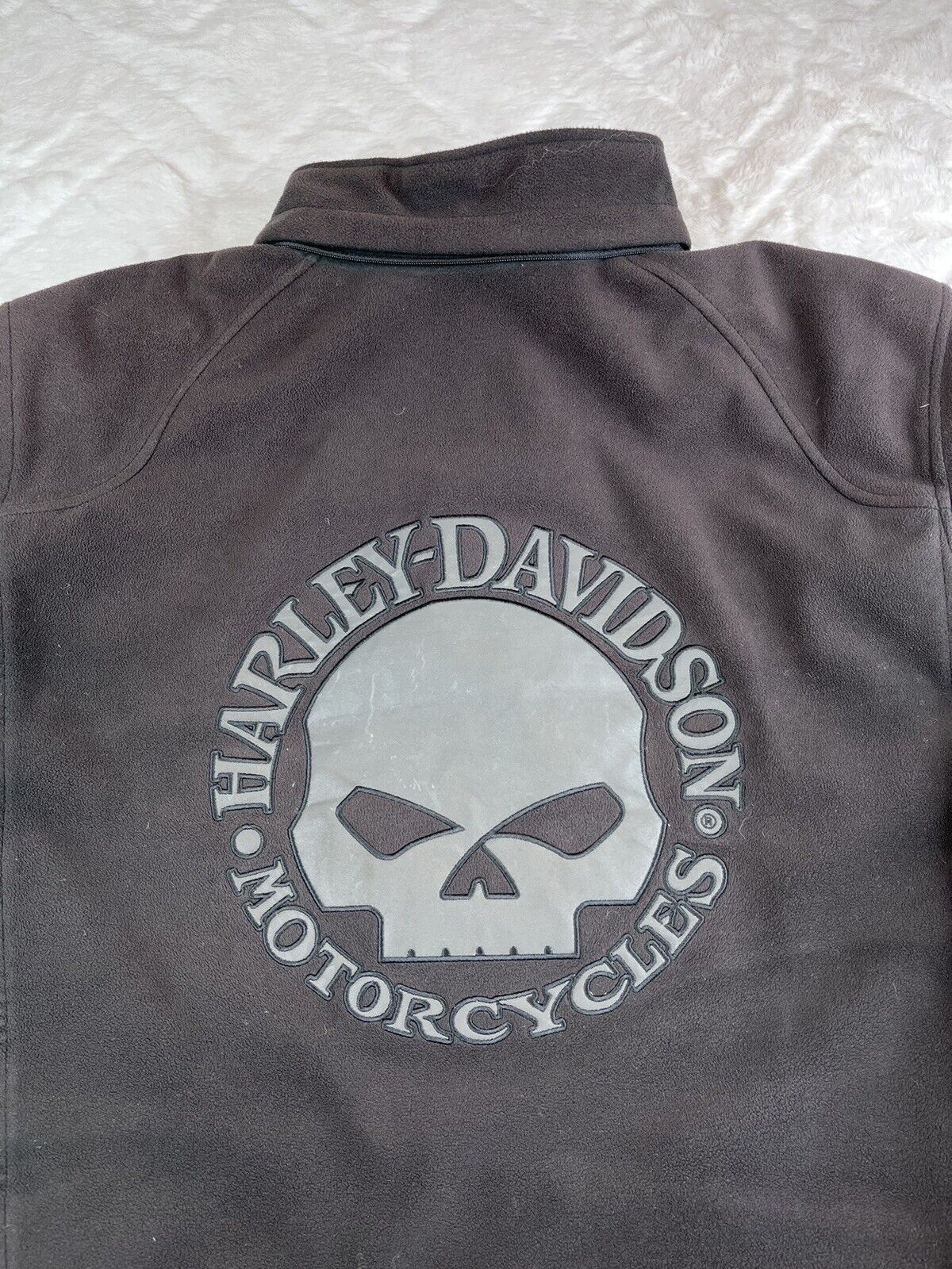 Harley Davidson Riding Gear Men's (L) Black Thick Fleece Skull Jacket - No Hood