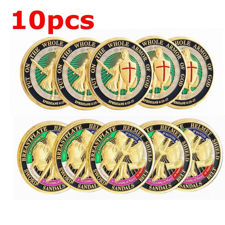 10x Put on the Whole Armor of God Commemorative Challenge Coins Collection Gifts