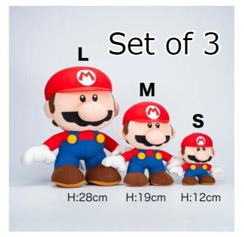 EPOCH Nintendo Mario vs. Donkey Kong Mini Mario Plush Toy S M L Set of 3 Japan