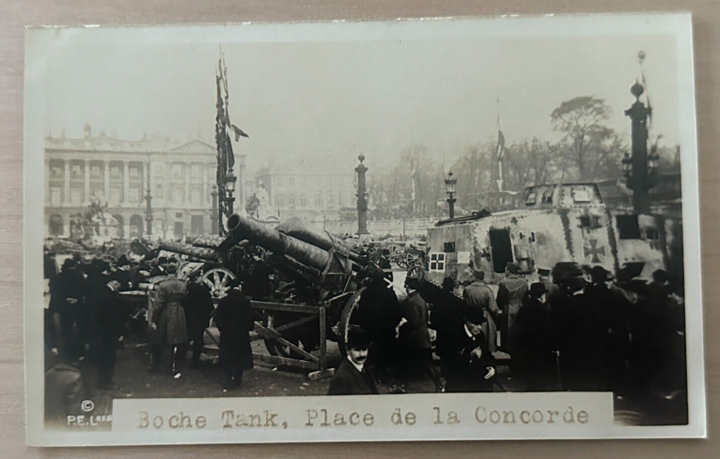 Vintage Postcard Boche Tank, Place de la Concorde German Tank in Paris France