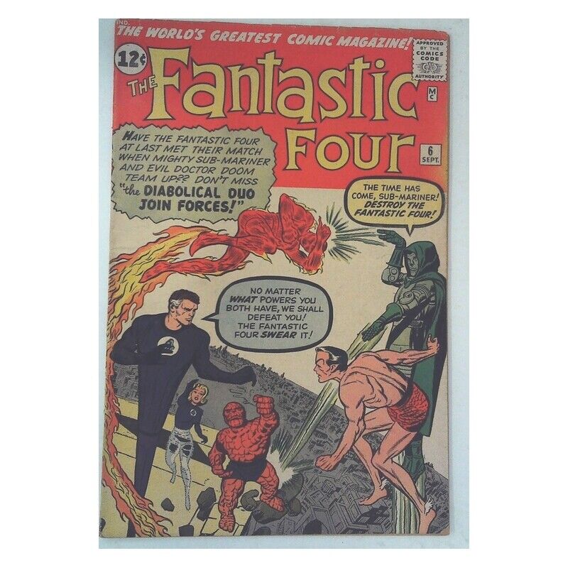 Fantastic Four (1961 series) #6 in Fine minus condition. Marvel comics [a*
