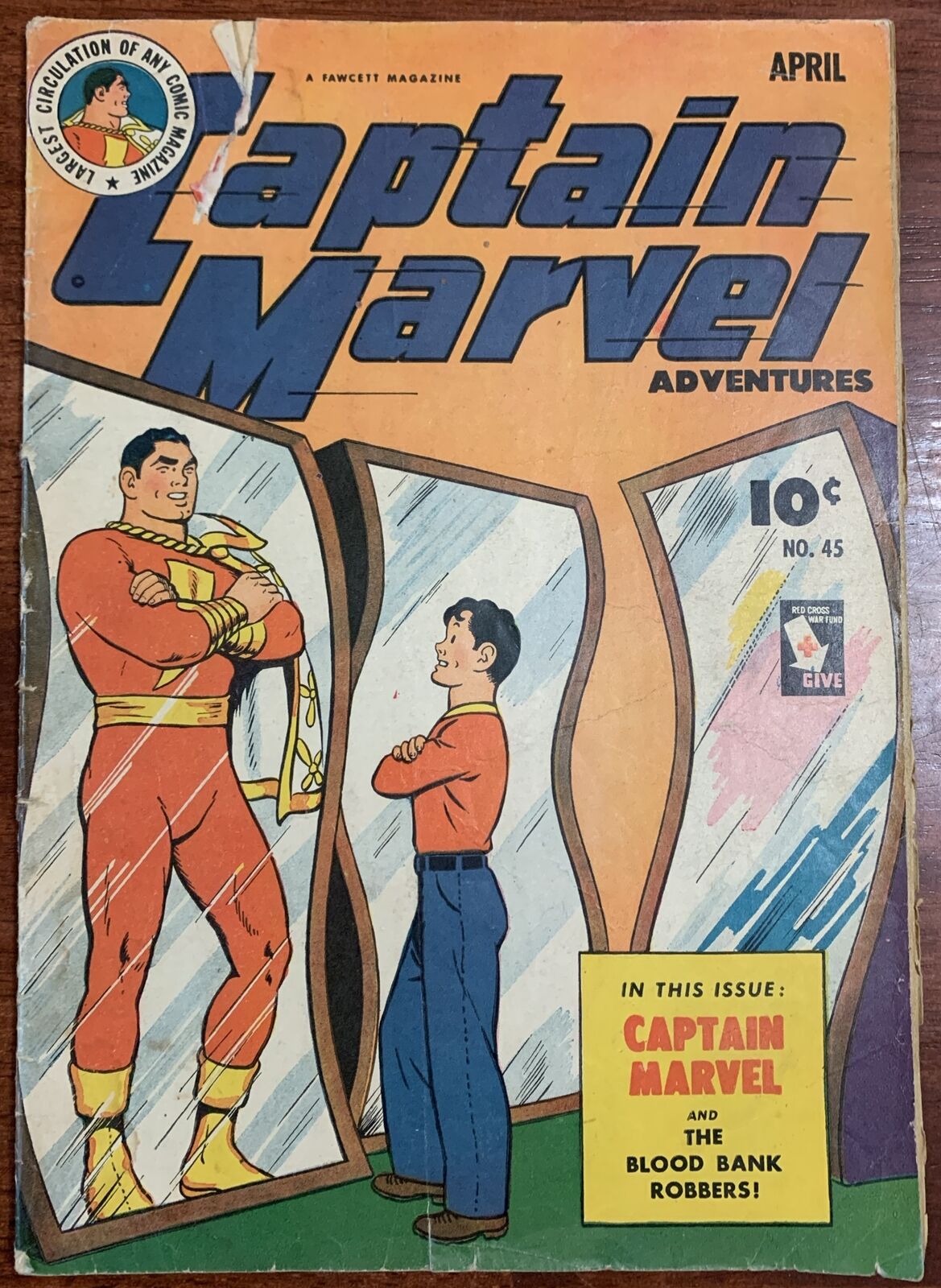 Captain Marvel Adventures #45 Golden Age Shazam Vintage Fawcett Comic 1945