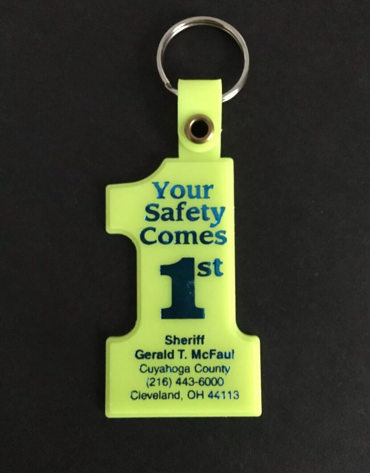 Vintage Keychain CUYAHOGA COUNTY SHERIFF OHIO #1 Key Fob Ring Gerald McFaul USA