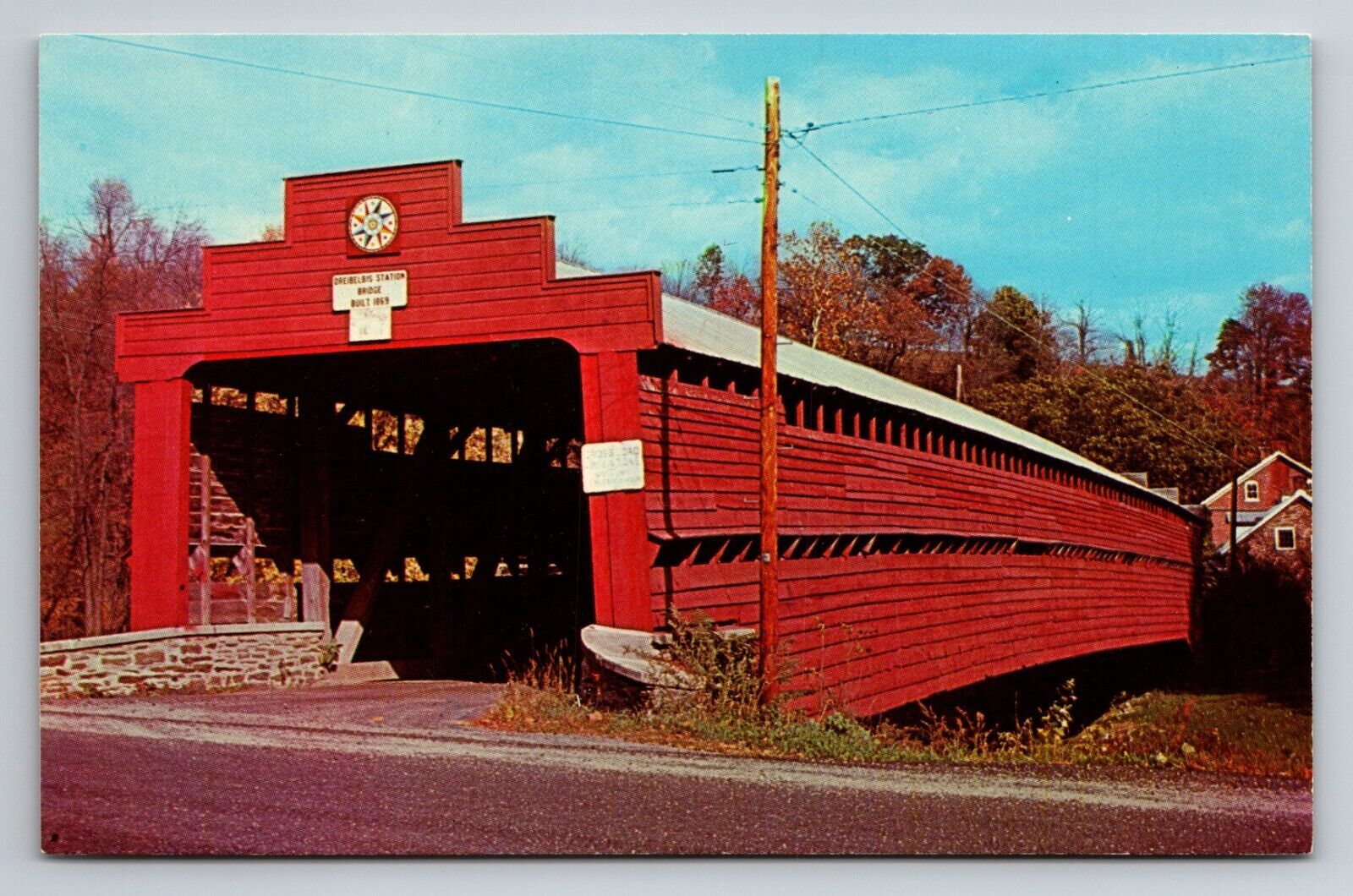 Dreibelbis Station Covered Bridge Lenhartsville Pennsylvania Unposted Postcard