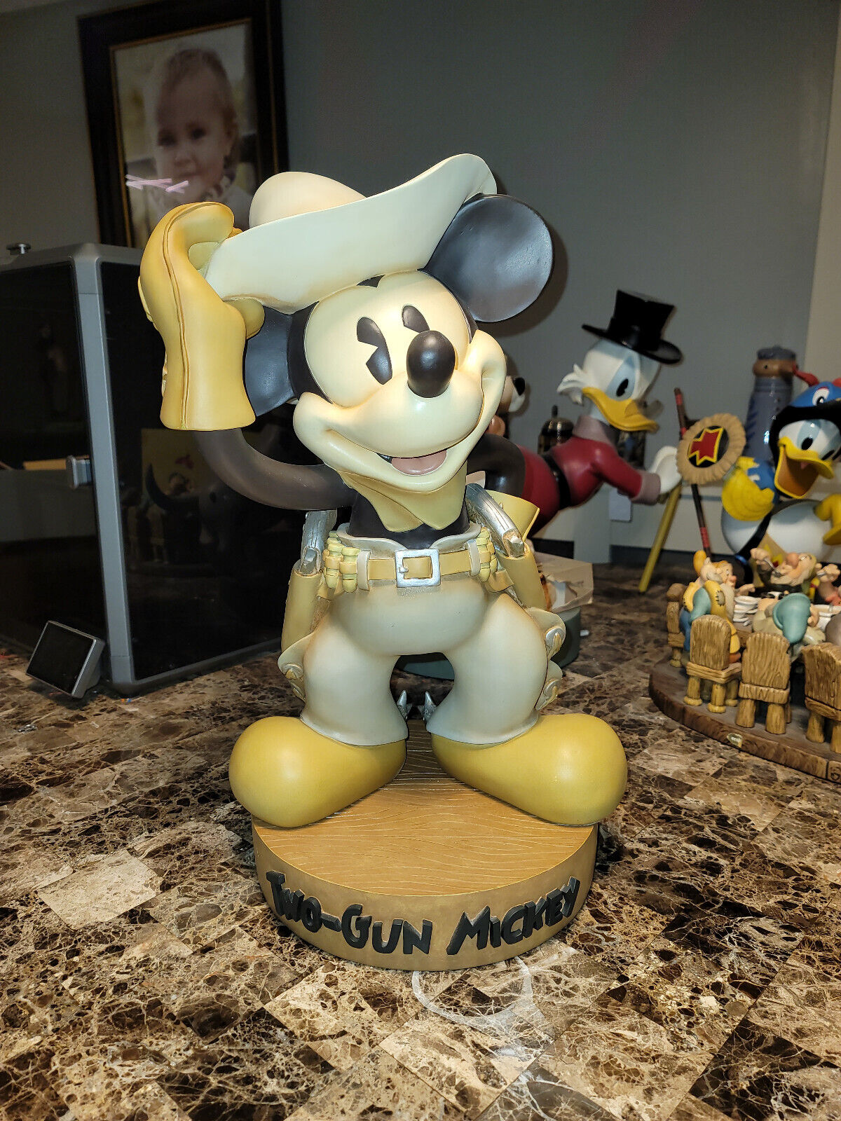Disney Two Gun Mickey Big Fig Statue With Original Box