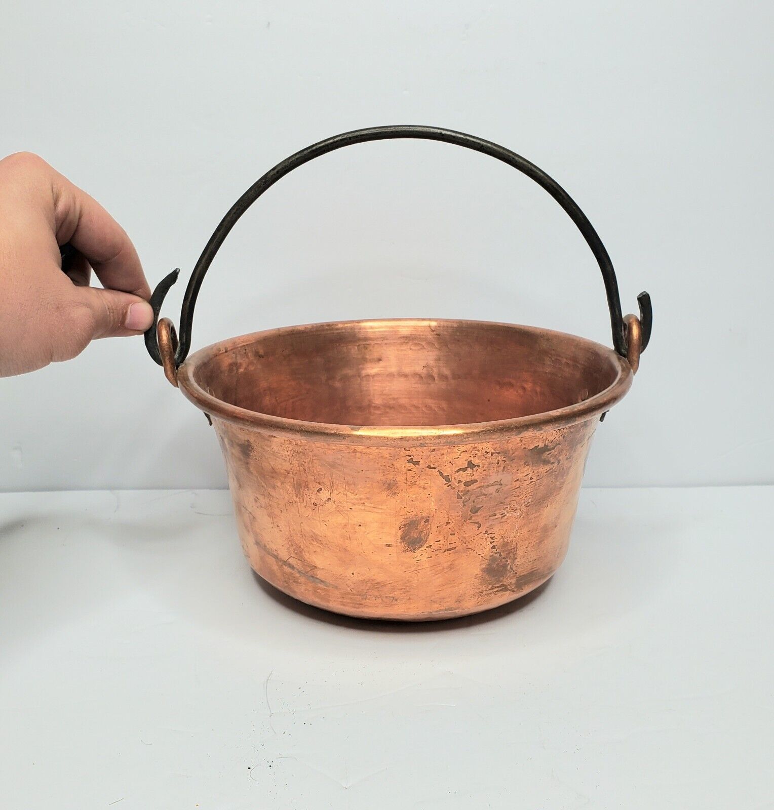 Vintage Hammered Copper Cauldron Handmade , 1900s