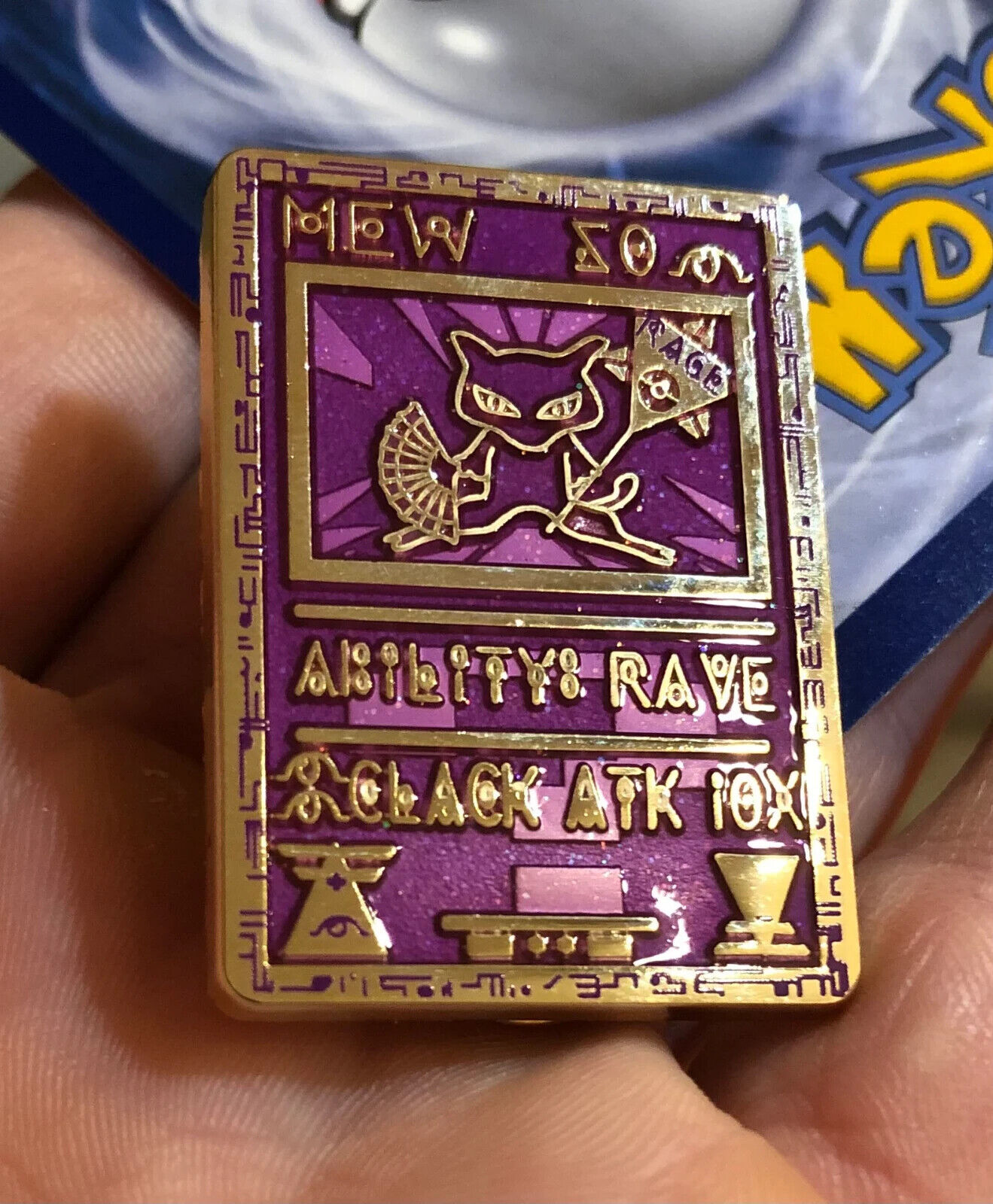 Ancient Mew rave raving trading card anime enamel lapel hat pin
