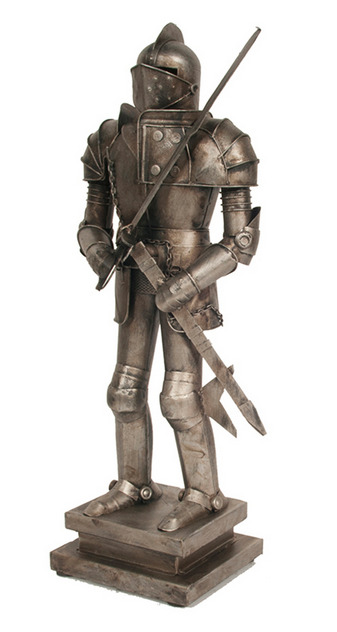 Metal Decorative Tin Medieval Armor Suit Model Replica with Base