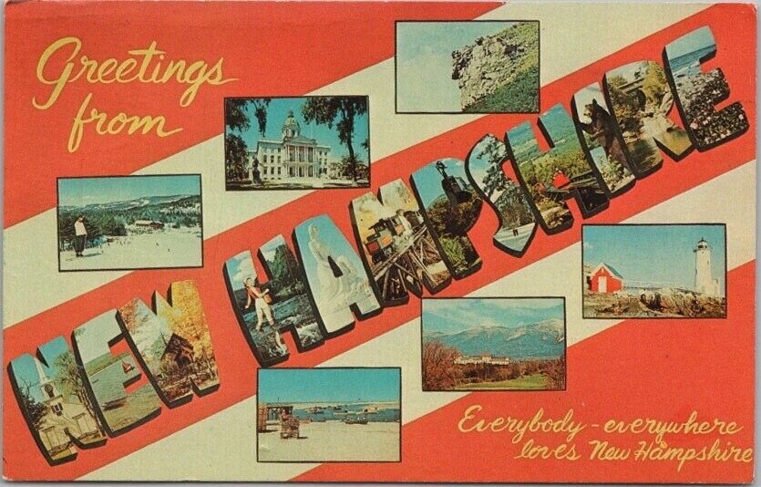 Vintage NEW HAMPSHIRE Large Letter Postcard \
