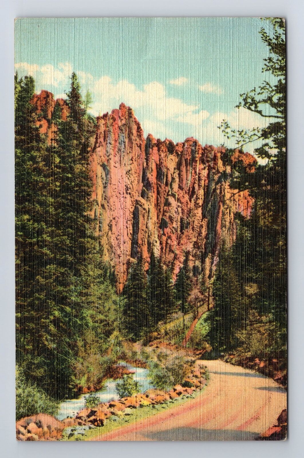 Cimarron Canyon NM-New Mexico, Palisades, Antique, Vintage c1943 Postcard