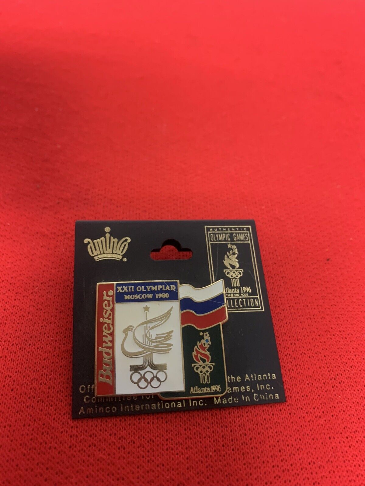 Authentic Olympic Games 1980 XXII Olympiad Moscow / Atlanta 1996 Budweiser Pin