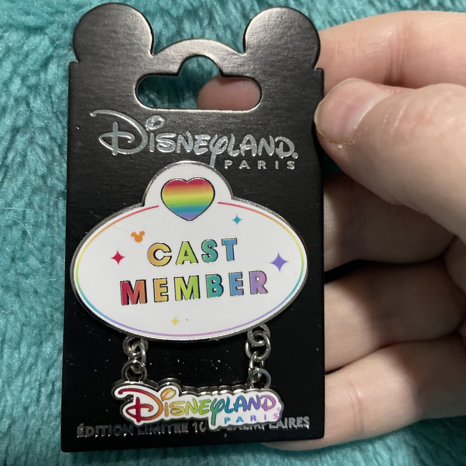 Disneyland Paris LE 1000 Cast Member Name Badge Rainbow Pin