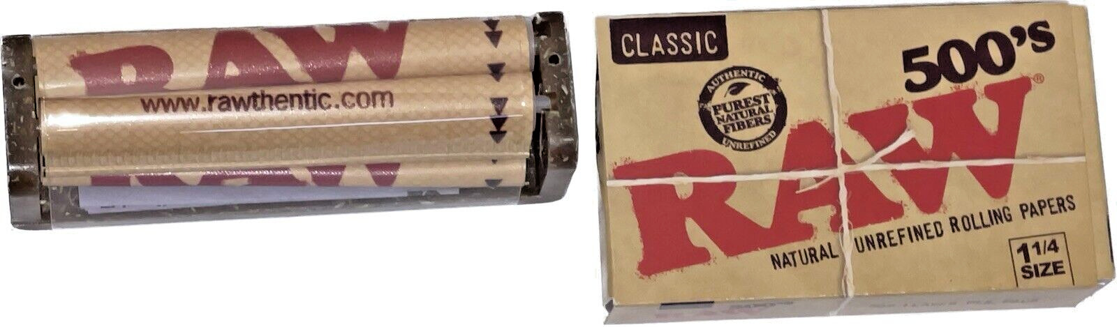 Raw Classic 500 Pack Cigarette Rolling Papers And 1 1/4”Roller **Free Shipping**