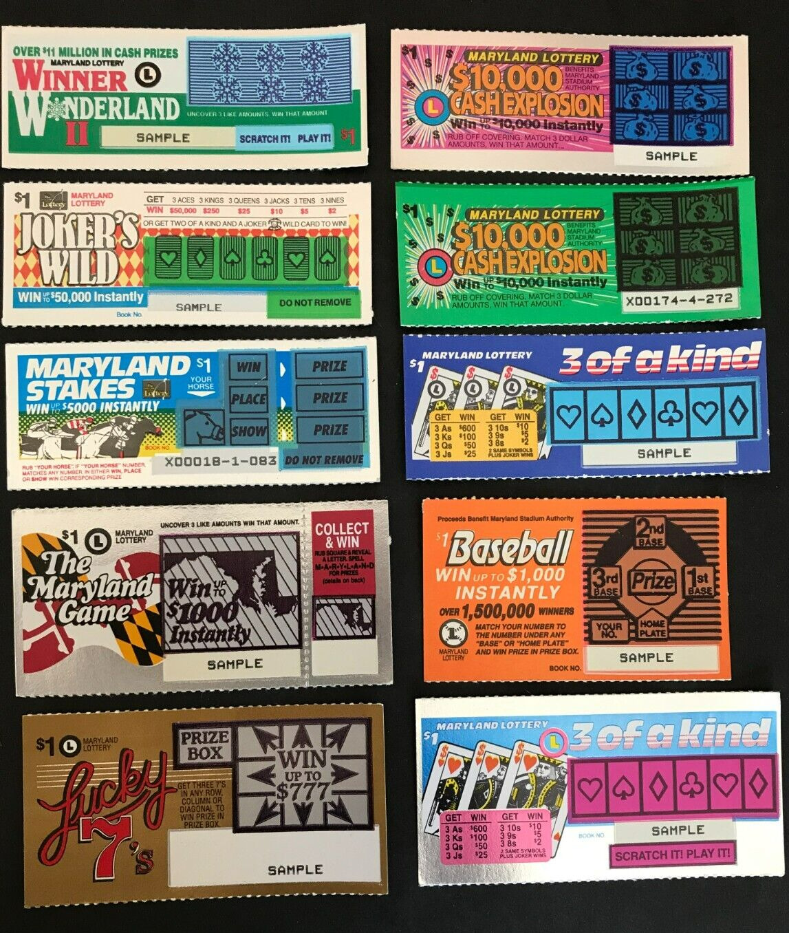 Gambling Theme GA  Instant SV Lottery Tickets , 15 different,  no cash value