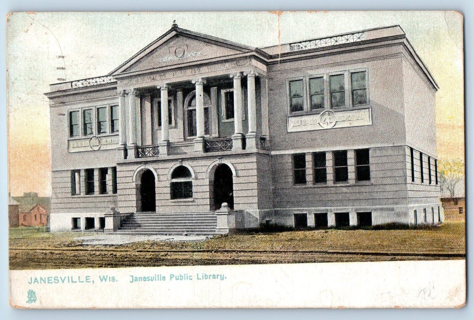 Janesville Wisconsin Postcard Janesville Public Library 1918 Raphael Tuck & Sons