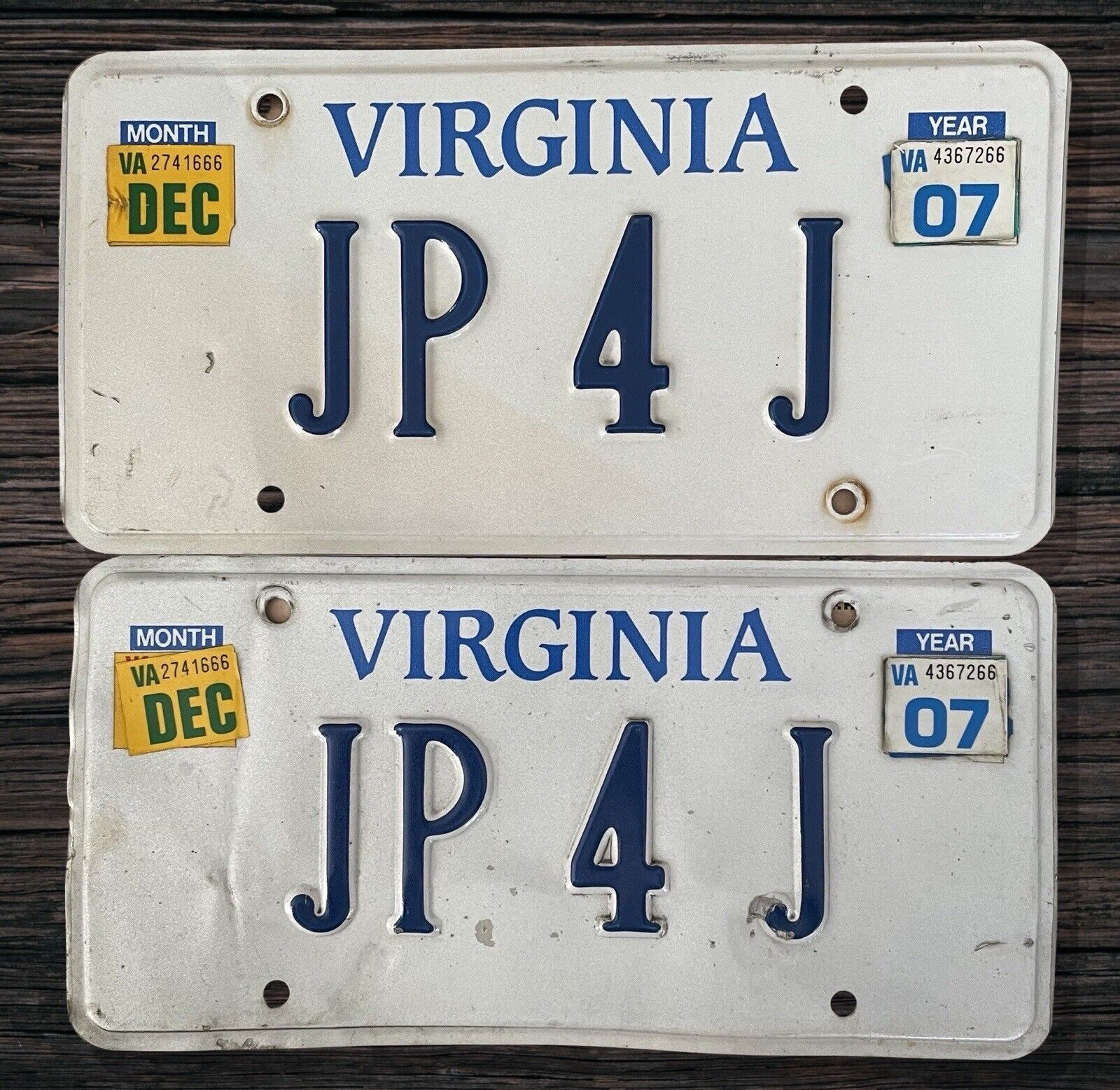 Pair of Virginia License Plate \