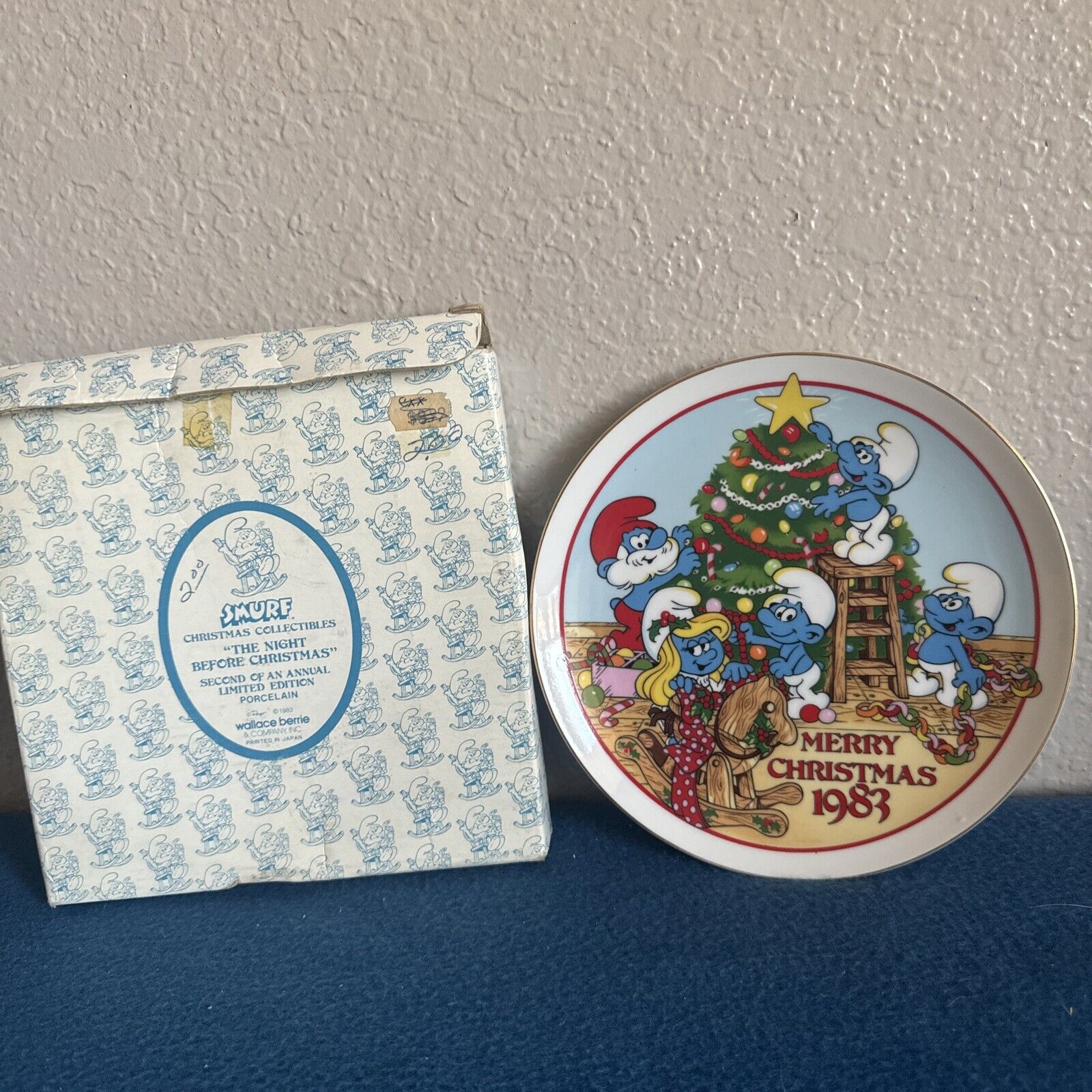 Wallace Berries Merry Christmas 1983 The Night Before Christmas Smurf Ltd Plate 