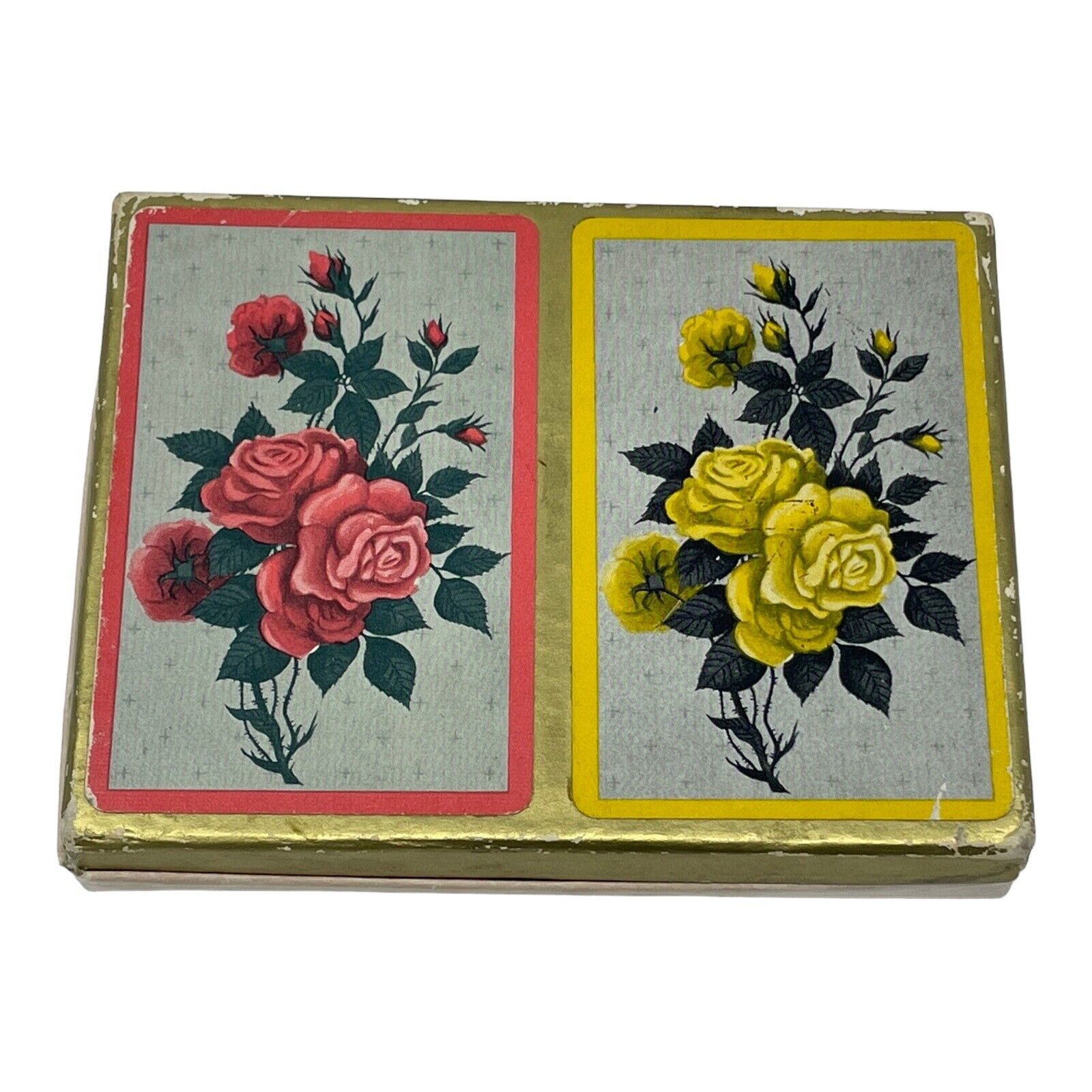 NOS Set Of 2 VTG Russell Artcraft Playing Cards Roses Deck Box New Sealed