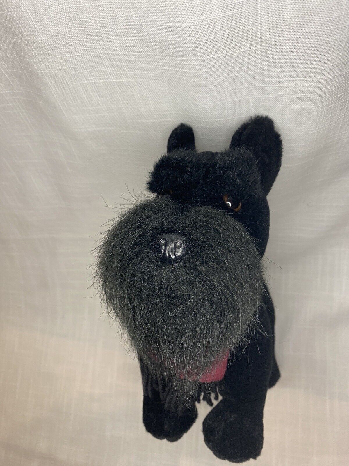 RARE Vintage Realistic Schnauzer Black Scotty Club 10” ASI Adorable Plush Dog