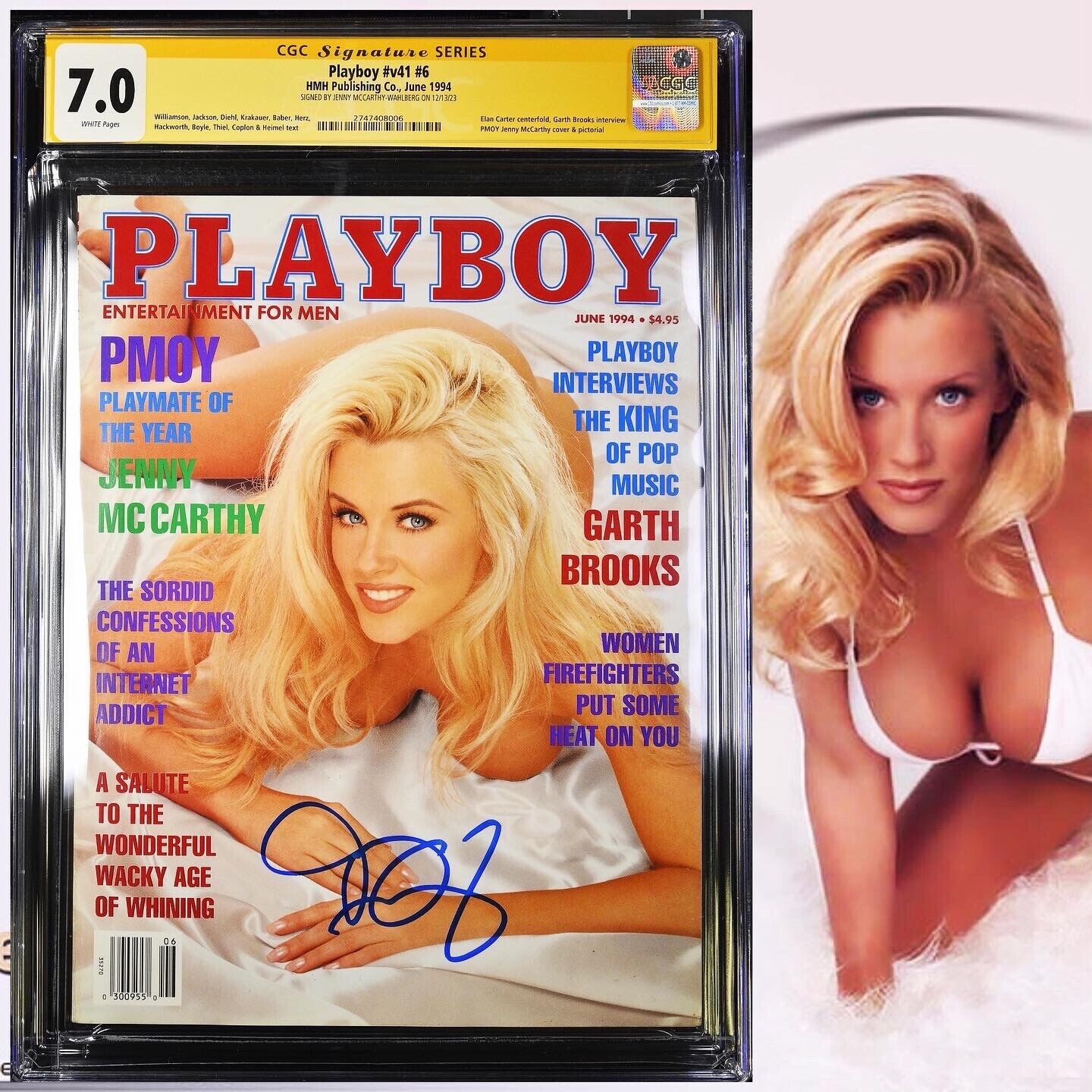 CGC 7.0 SS Playboy v41 #6 signed by Jenny McCarthy June 1994 WP PMOY