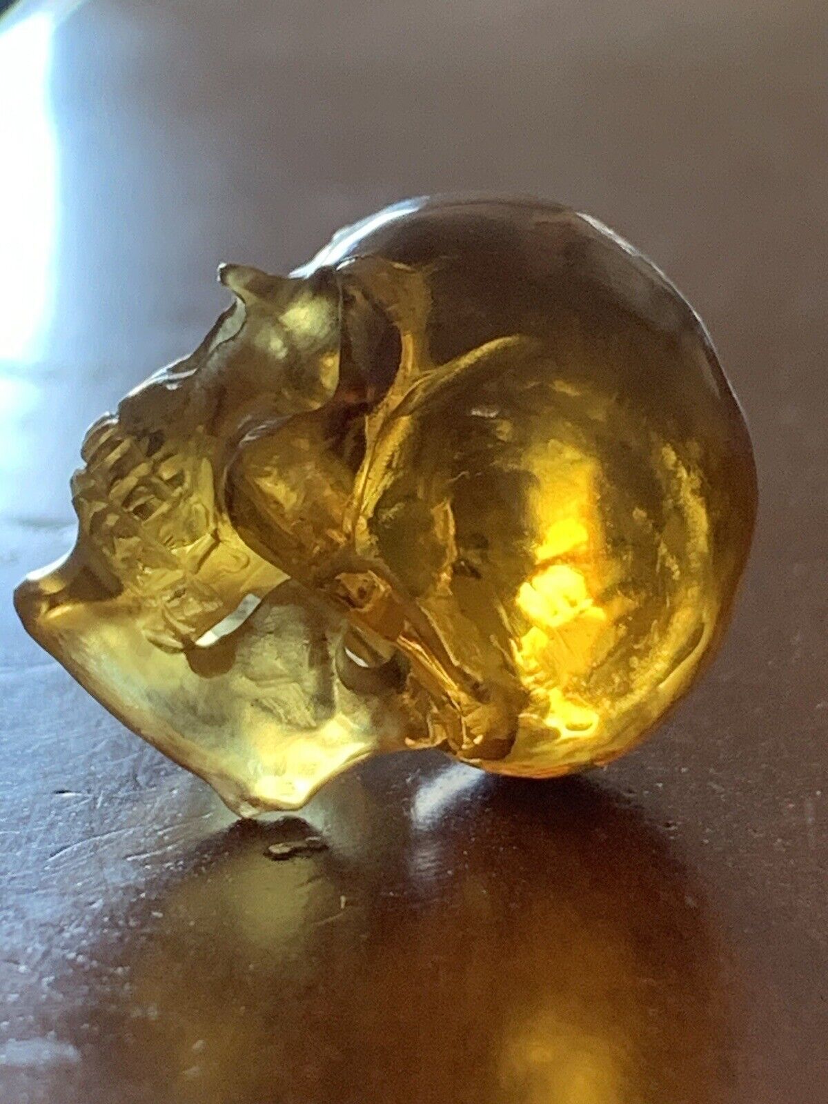Antique Real  Amber Skull Small