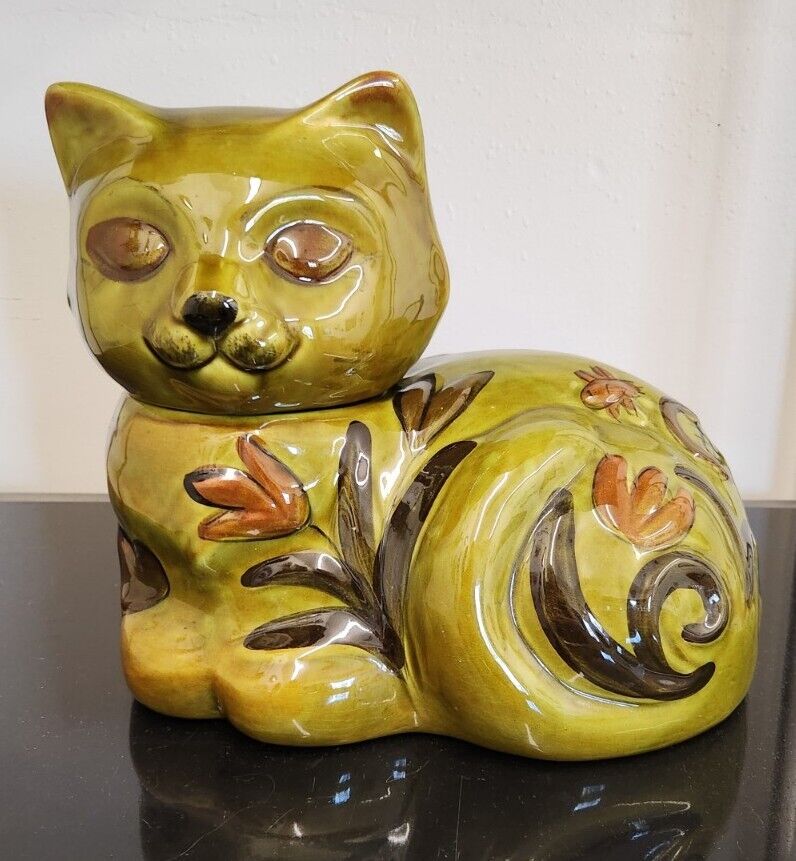 1960s Vintage Los Angeles Potteries Cat Cookie Jar Excellent Condition 