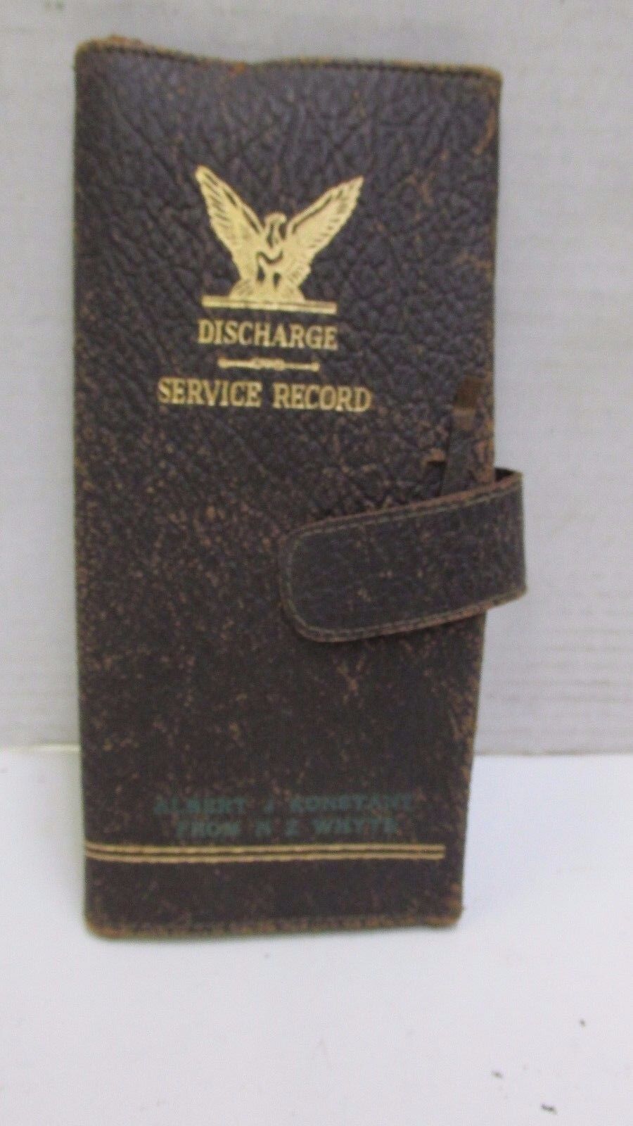 WW2 US Honorable Discharge Service Record Certificate Leather Folder Case Named 