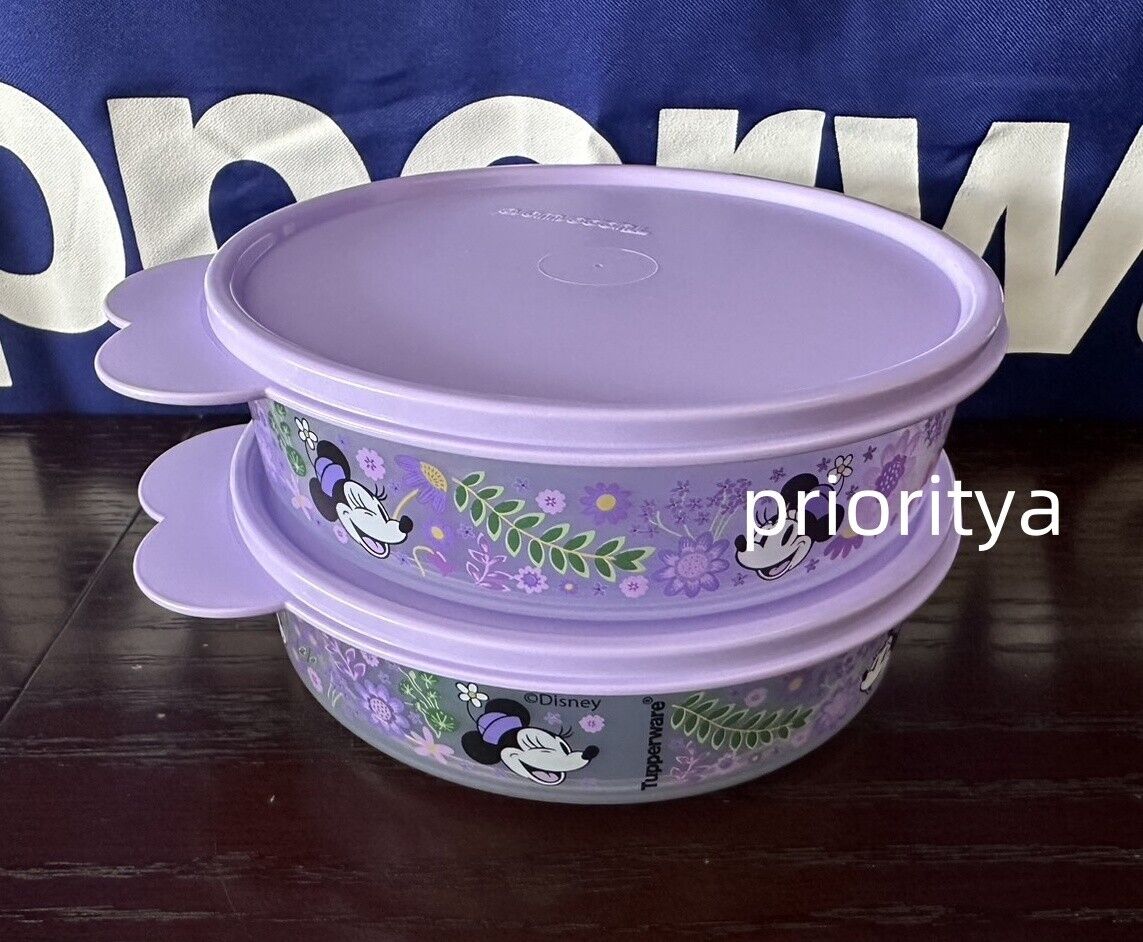 Tupperware Disney Minnie Floral Print Wonders Bowl 2 cup 500ml Set of 2 Lavender