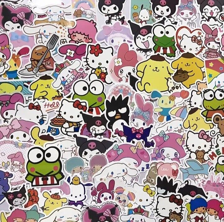 50pcs Hello Kitty Stickers Sanrio Decals Kawii Decorations