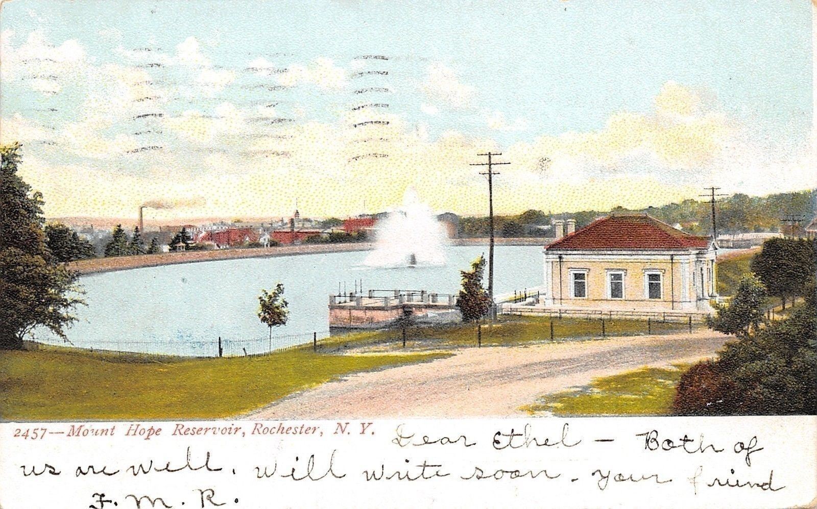 Rochester New York~Mount Hope Reservoir~Fountain Spray~Platform~1907 Postcard