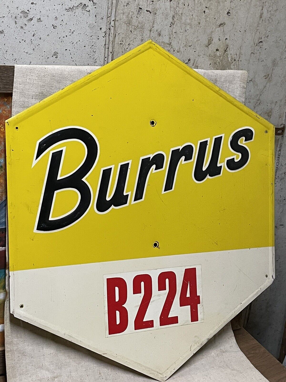 Burrus Hybrids Arenzville IL Sign, Vintage Metal Advertising Seed Sign Rare