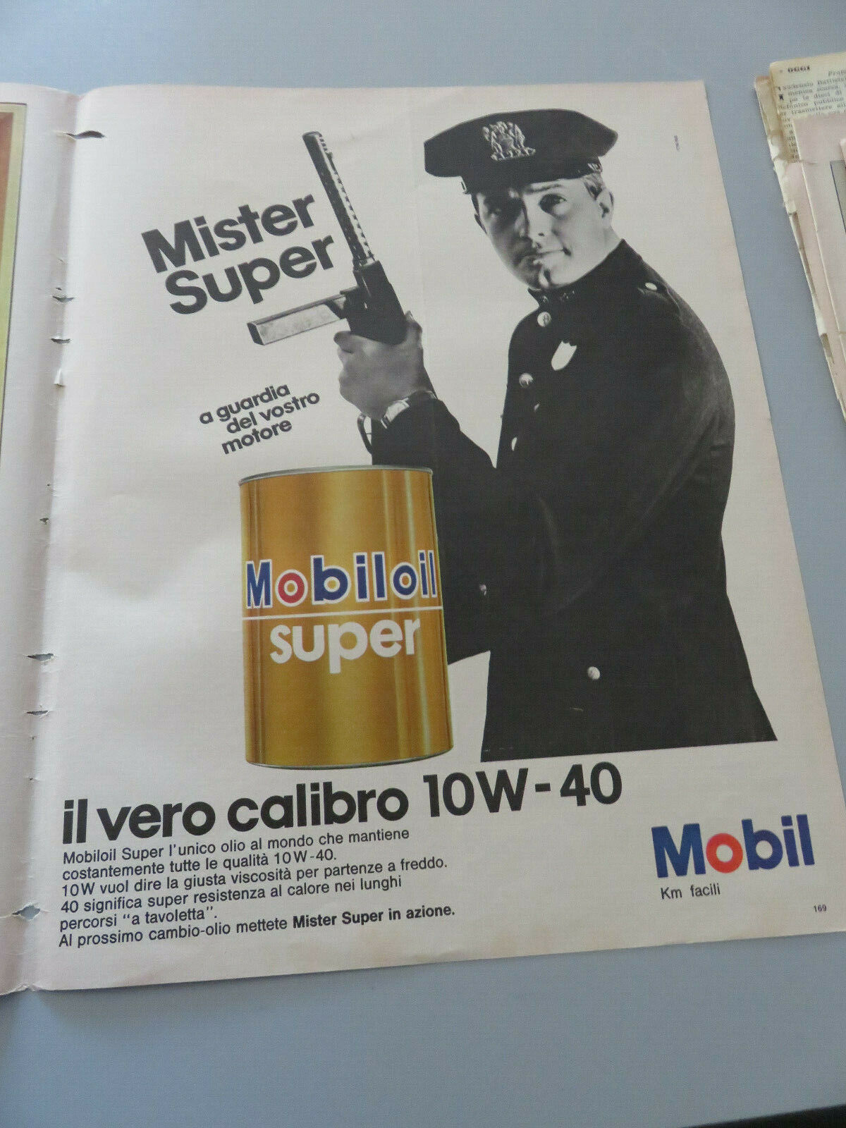 Advertising On Pag. Original Years 50/60 Vintage Mobiloil Mobil Motor Super