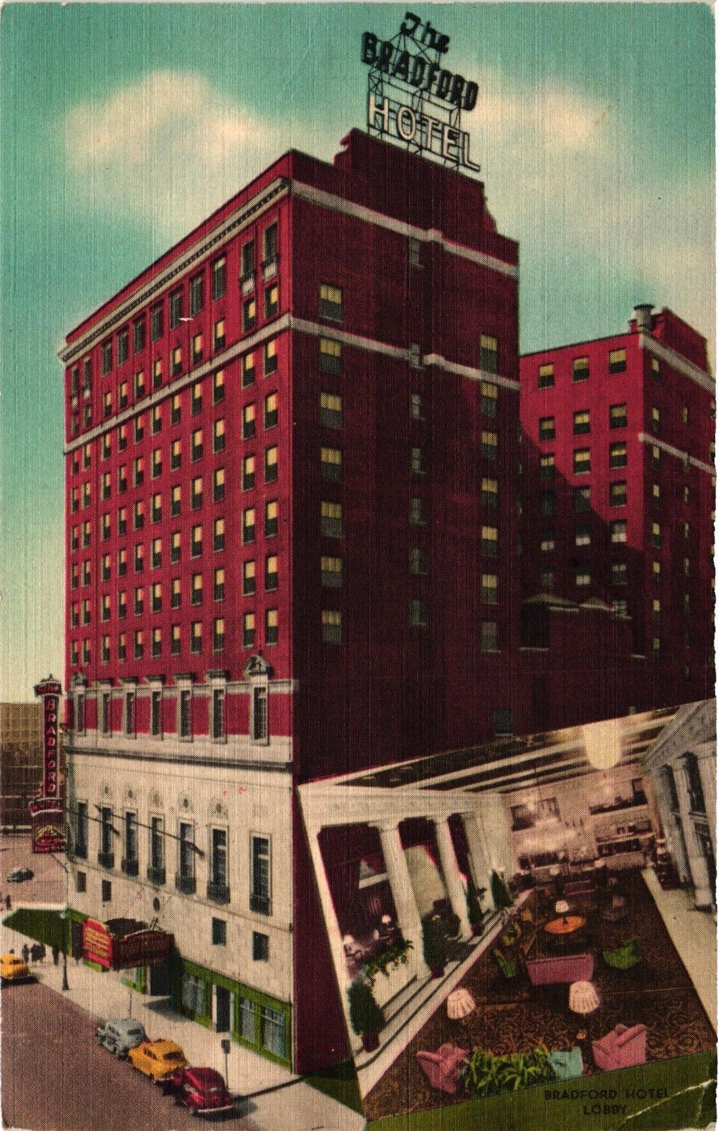 Vintage Postcard - 1949 Hotel Bradford Boston Massachusetts Street View Linen