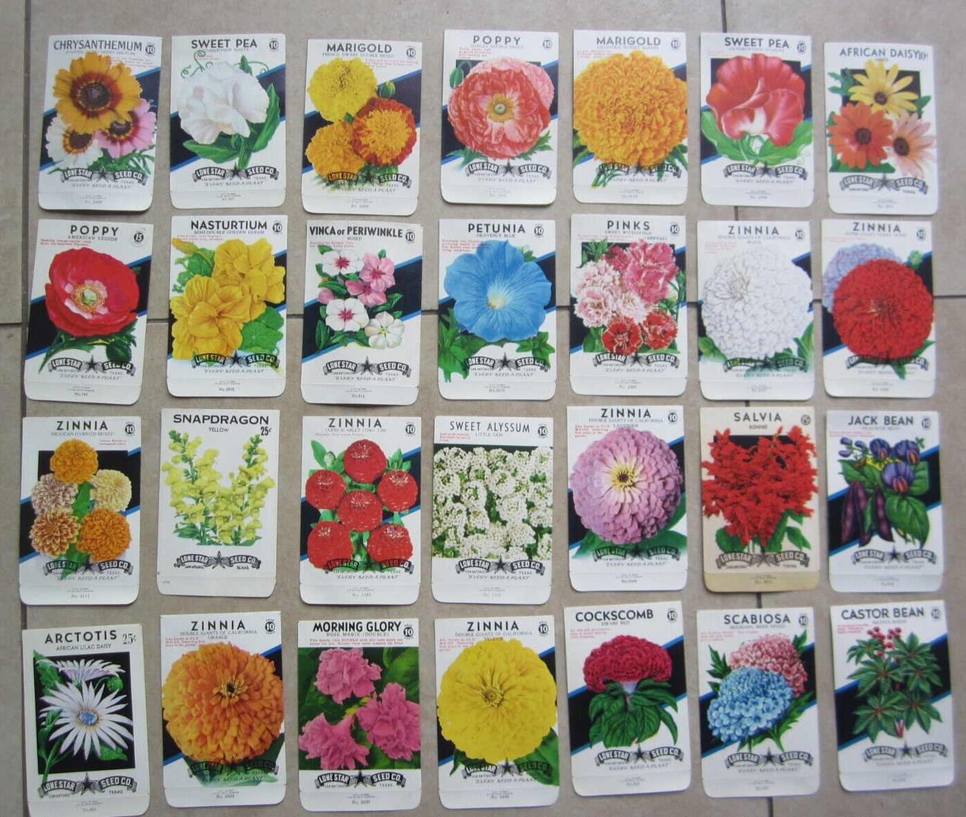 Lot of 28 Old Vintage 1950\'s - FLOWER SEED PACKETS - Lone Star - EMPTY