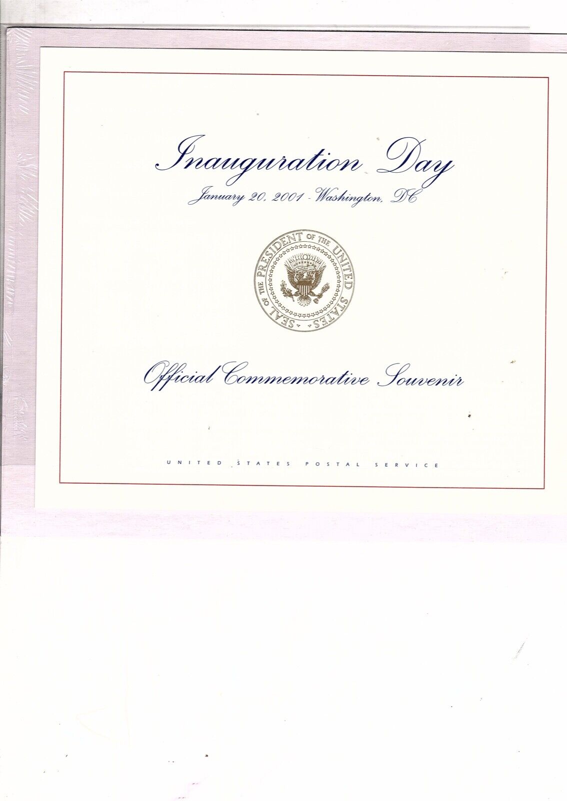 Inauguration Day Official Commemorative Souvenir USPS January 2001 sealed (bb10