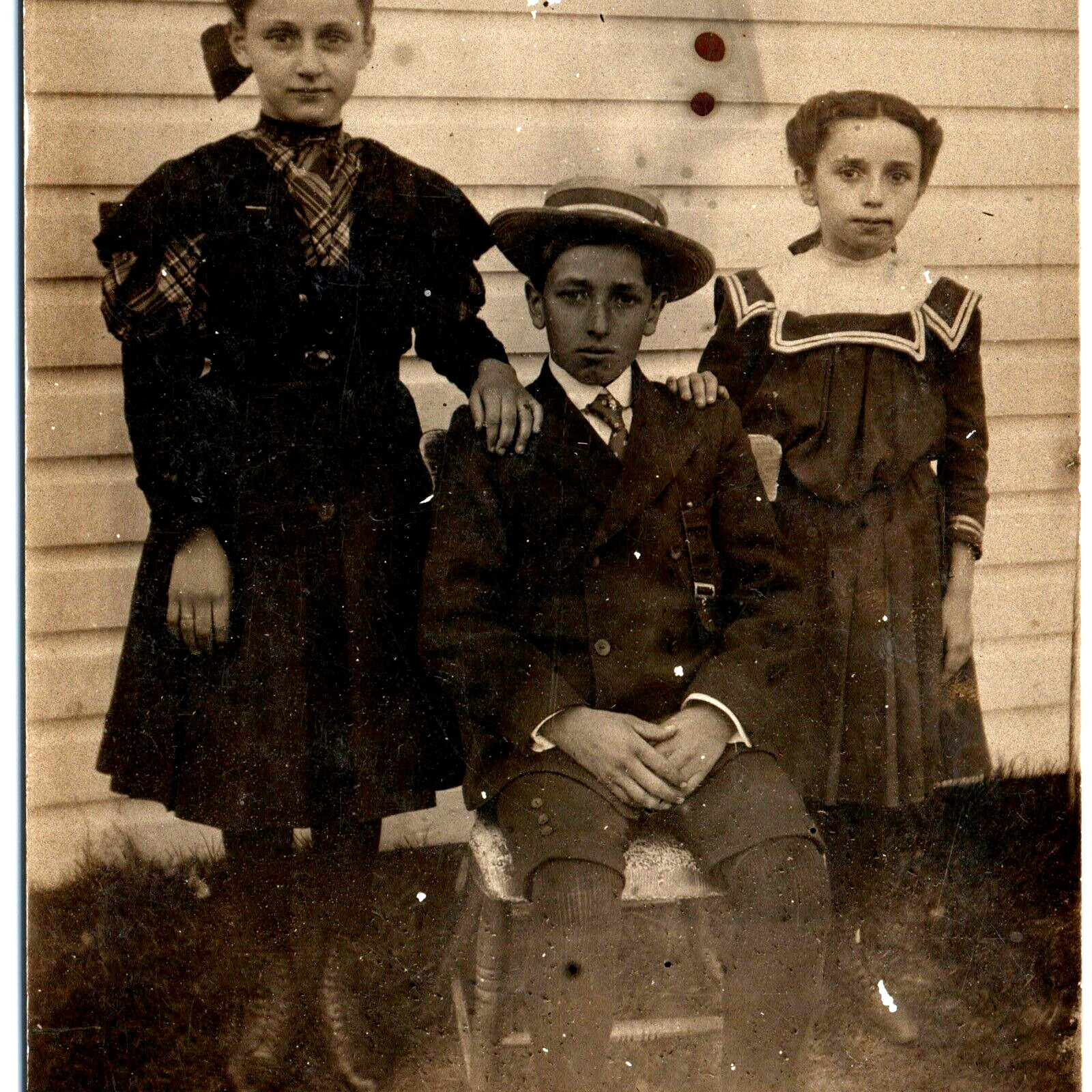 c1910s Group Young Children RPPC Handsome Little Boy Cute Girls Real Photo A185