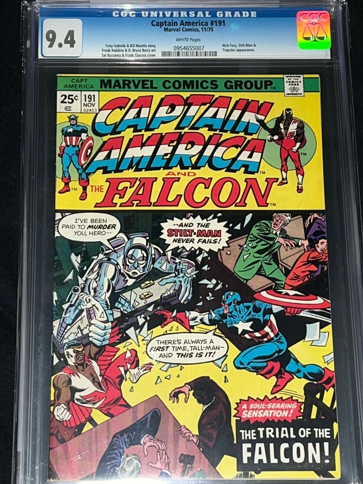 Captain America #191 CGC 9.4 - Trial of Falcon - Stilt-Man Appearance - 1975