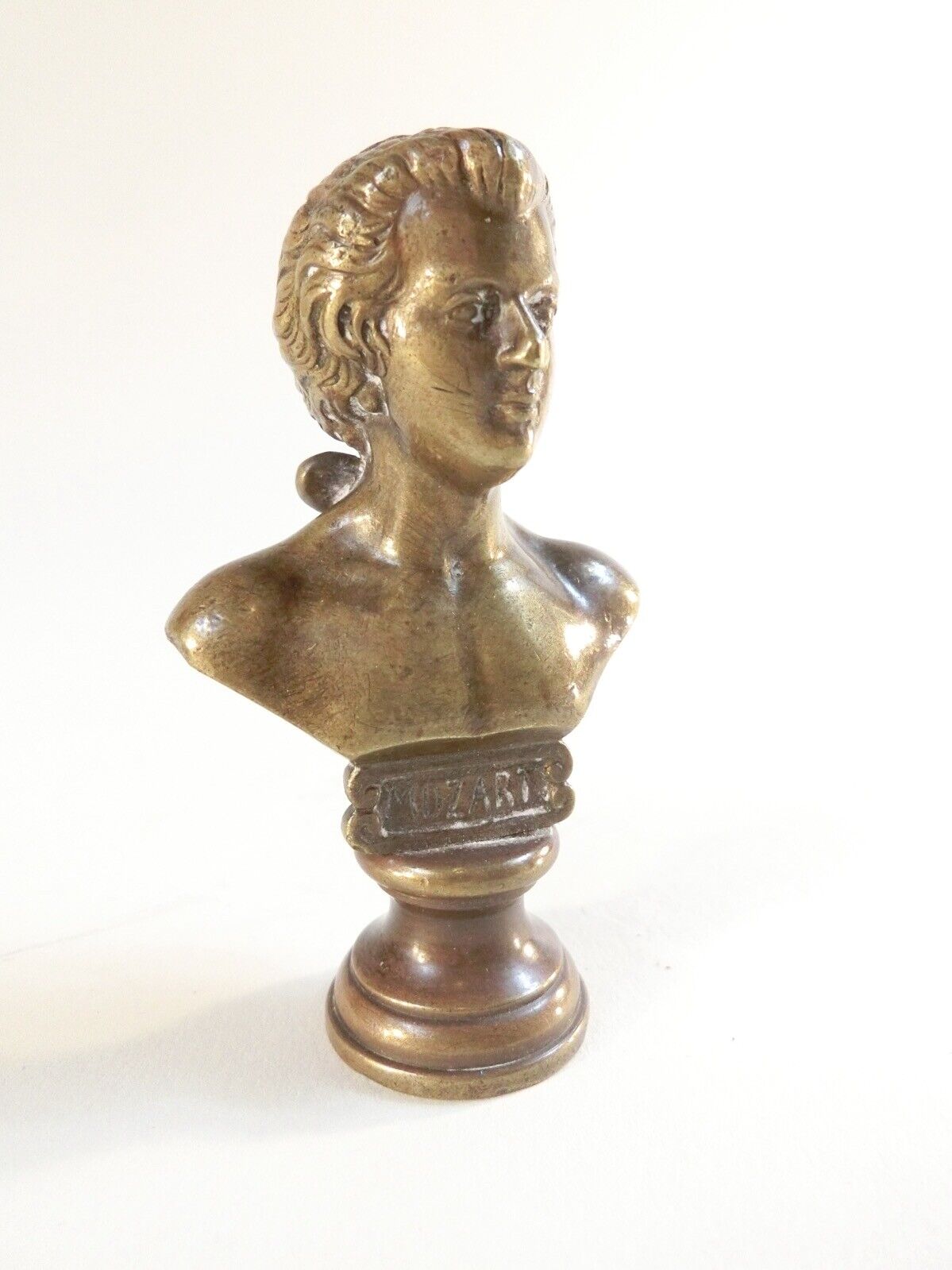 Antique Wolfgang Amadeus Mozart Bust Brass Wax Seal Stamp Musical Composer 