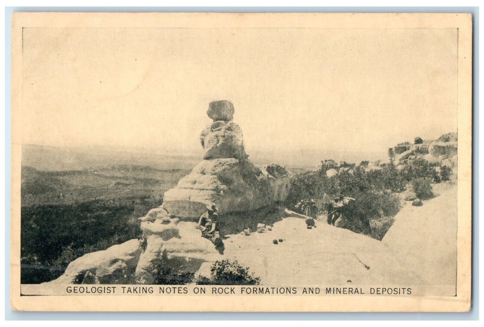 1926 Geologist Taking Notes Rock Formation Mineral Pennsylvania Vintage Postcard