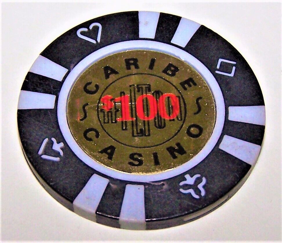 Caribe Hilton Casino Puerto Rico 100 Dollar Gaming Chip as pictured