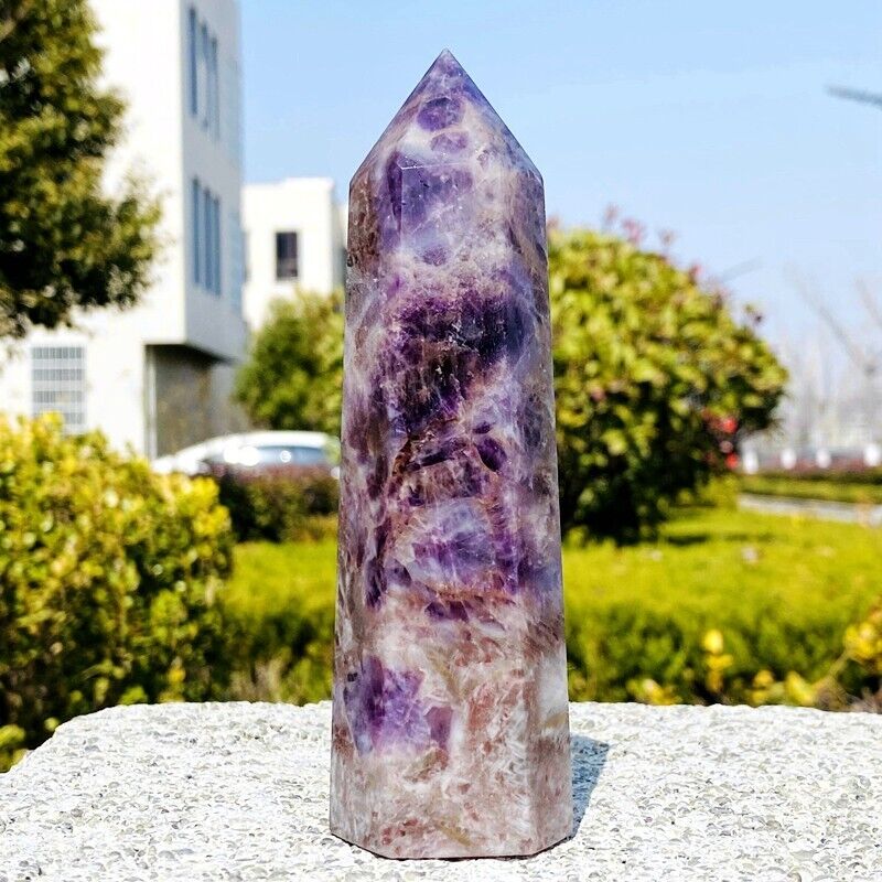 299g Natural dreamy amethyst obelisk quartz crystal energy column