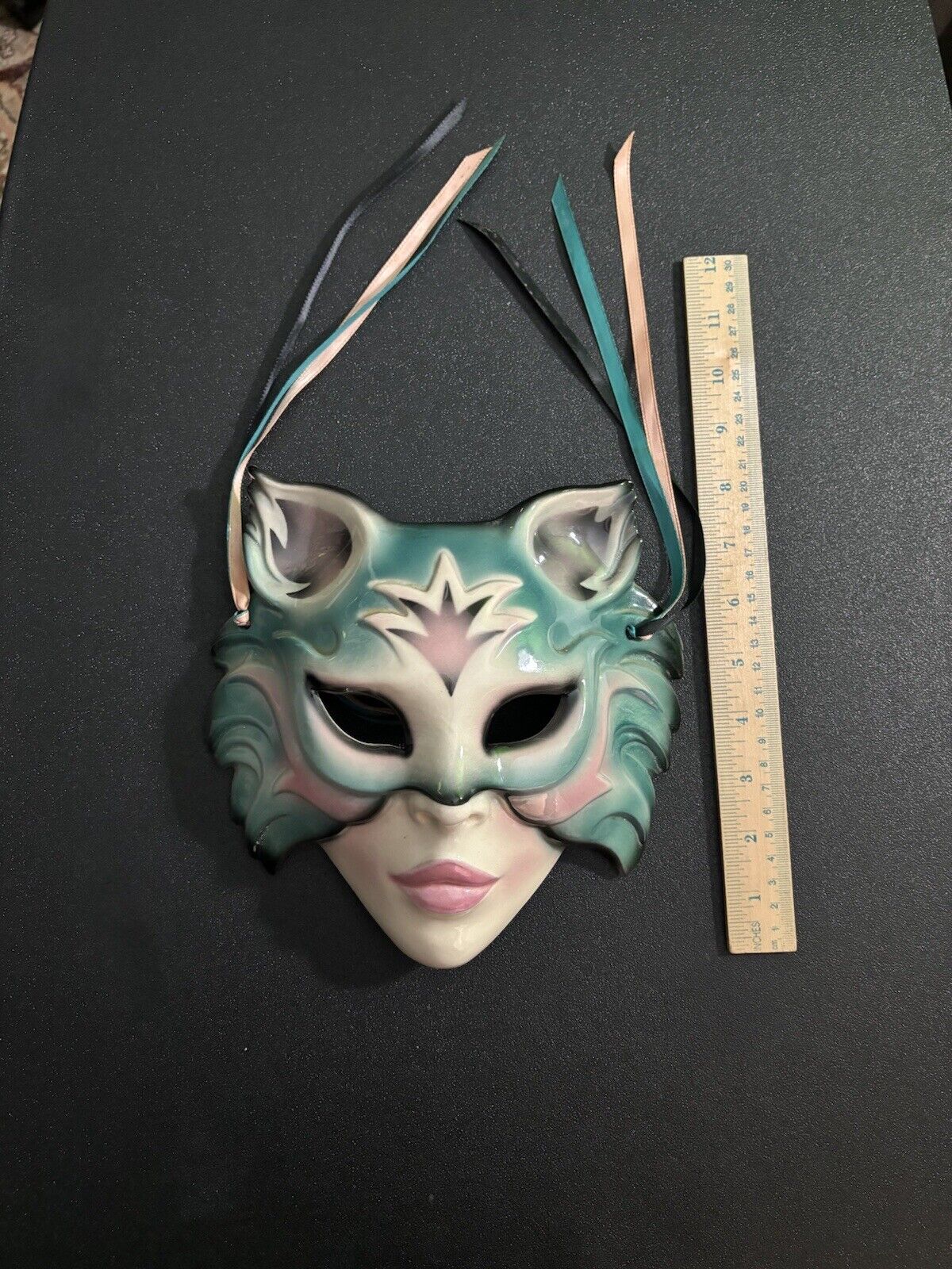 Vintage 1990 Clay Art Ceramic Mask Fox Cat Masquerade Woman Face  San Francisco